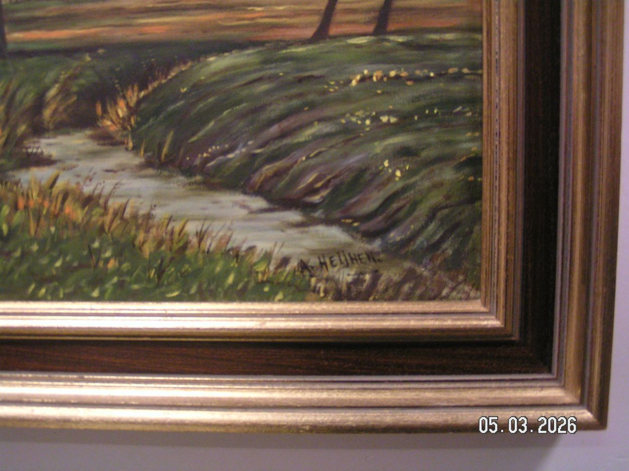 artikelnr. 16020104 Zeer Mooi Groot Schilderij Olieverf Boerenlandschap. prijs €125,- euro
